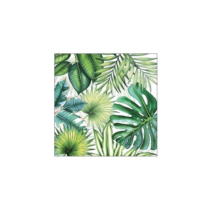 Ambiente Tropical Leaves White Napkins, 20 pcs