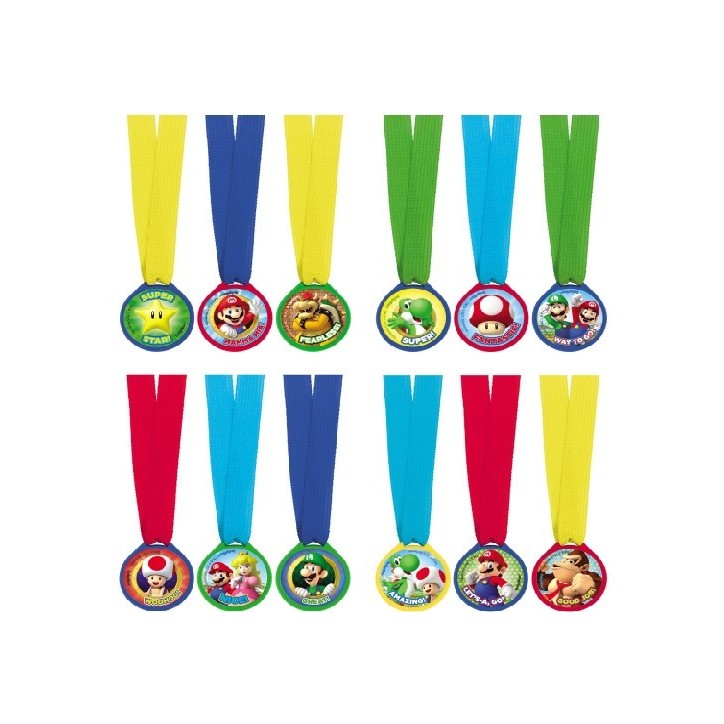 Amscan Winner Medals Super Mario, 12 pcs