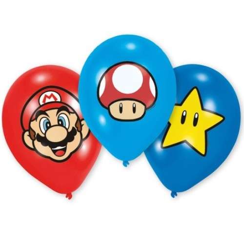 Amscan Super Mario Balloons, 6 pcs