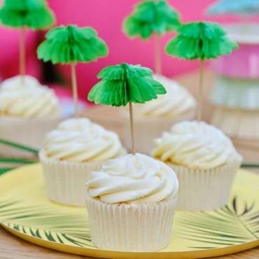 Palmen Dekoschrimchen - Hawaiian Honeycomb Palmen Cupcake Toppers