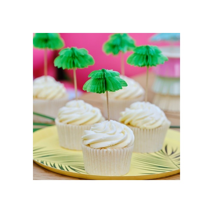 Palmen Dekoschrimchen - Hawaiian Honeycomb Palmen Cupcake Toppers