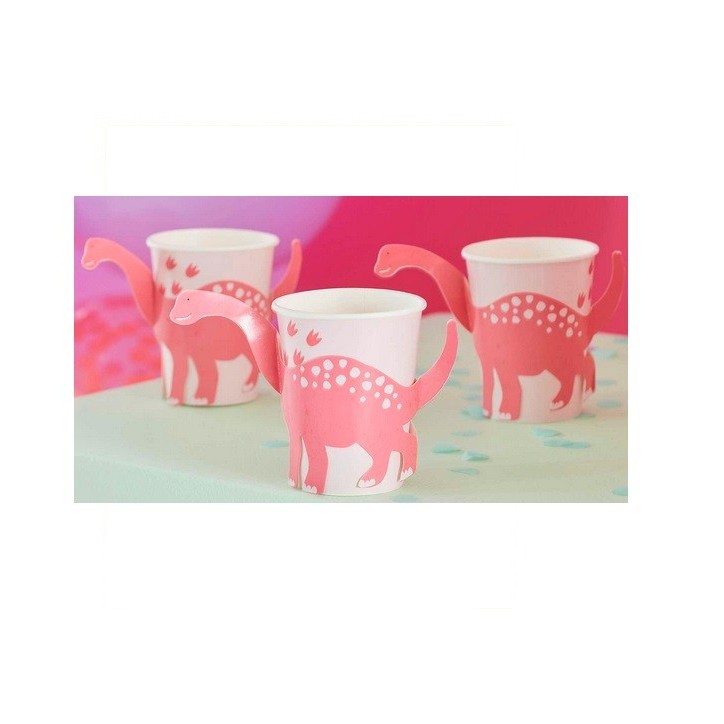 Ginger Ray Pink Dino Pop-Out Becher 250ml 8 Stk GR-DINO-101