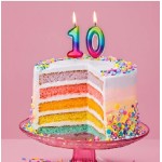 Anniversary House Number 0 Candle Metallic Rainbow, 7cm