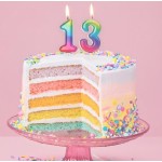 Anniversary House Number 3 Candle Metallic Rainbow, 6.5cm