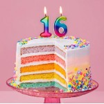 Anniversary House Number 6 Candle Metallic Rainbow, 6.5cm