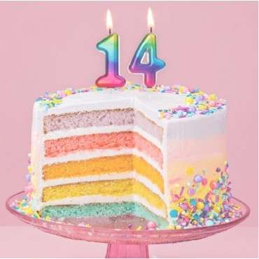 Age 4 Metallic Numeral Rainbow Candle