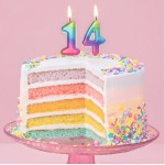 Anniversary House Number 4 Candle Metallic Rainbow, 6.5cm