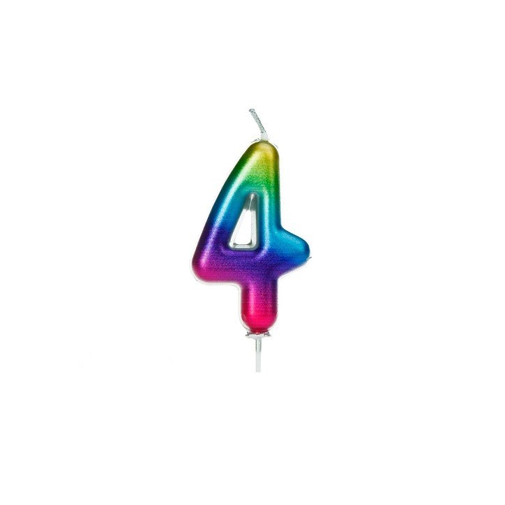 Age 4 Metallic Numeral Rainbow Candle