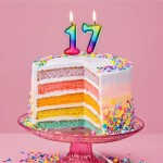 Anniversary House Number 7 Candle Metallic Rainbow, 6.5cm