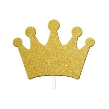 Glitzer Krönchen Cupcake Topper Gold