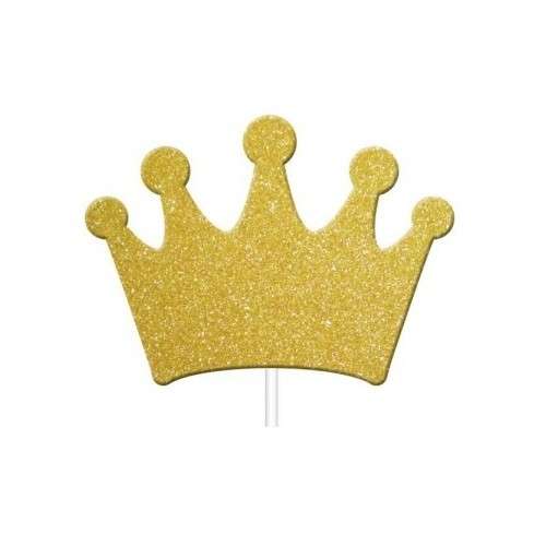 Anniversary House Glitter Princess Crown Cupcake Topper Gold, 12 Stück