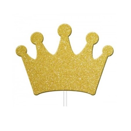 Glitzer Krönchen Cupcake Topper Gold