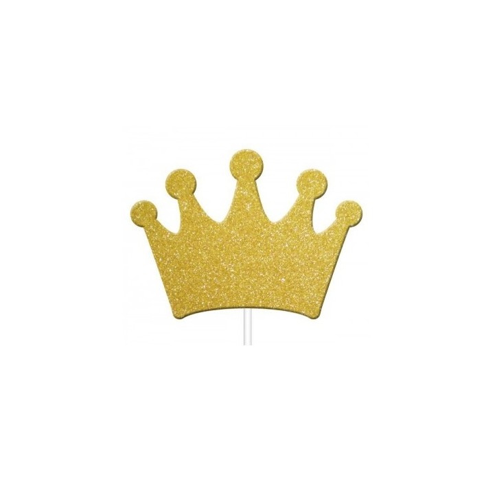 Gold Glitter Princess Crown Cupcake Toppers M557