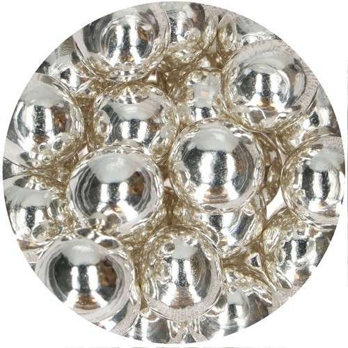 FunCakes 15mm Choco Crispy Pearls - Metallic Silver, 130g