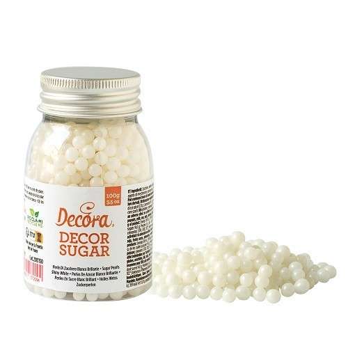 Decora 5mm Zuckerperlen Shiny White, 100g