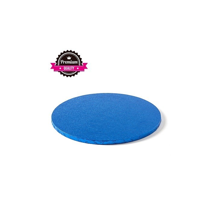 Premium 30cm blue round rigid cake board - Metallic Blue Cake Board