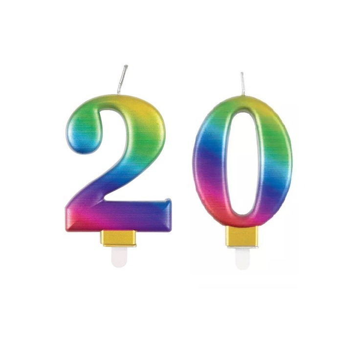 Birthday Candle für 20th Birthday - Rainbow Metallic