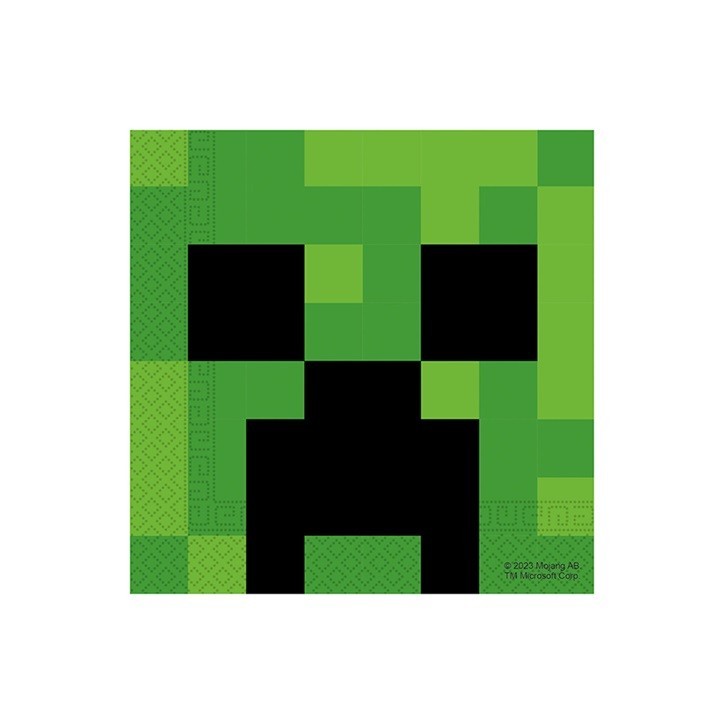 Creeper Napkins - Minecraft Partyware - Minecraft Napkins Creeper