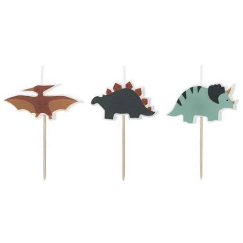 PartyDeco Dinosaurs Cake Candles, 3 pcs