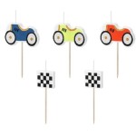 PartyDeco Race Car Birthday Candles, 5 pcs