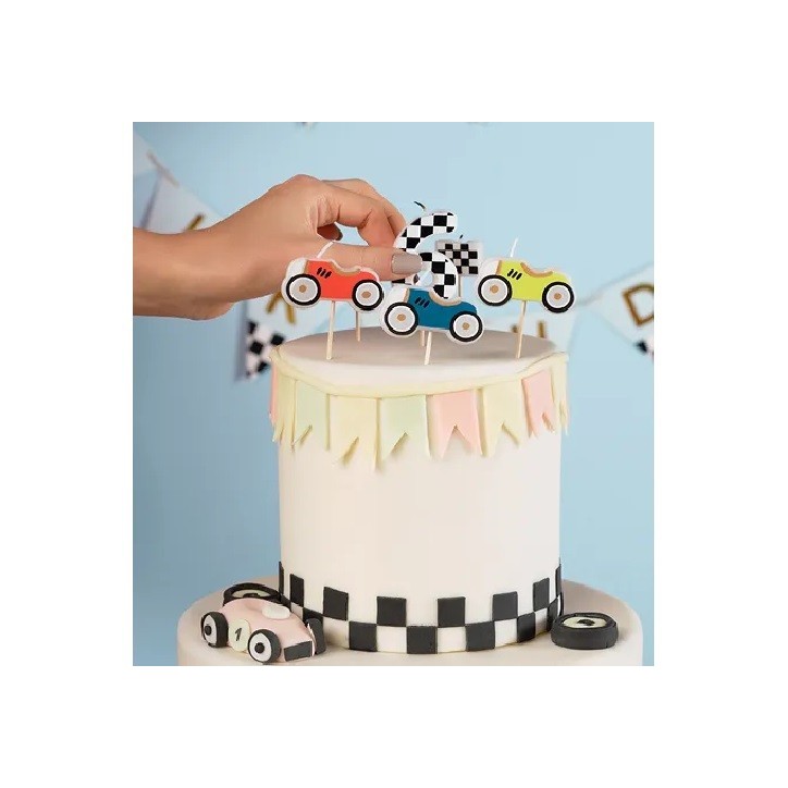 PartyDeco Race Car Birthday Candles