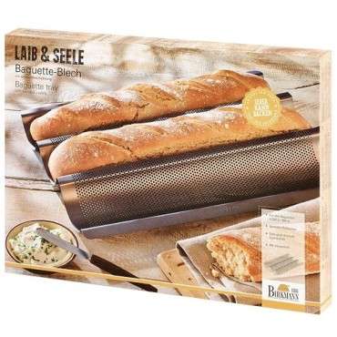 Baguette Backblech für 3 Baguettes - Perforiertes Baguette-Blech 🥖