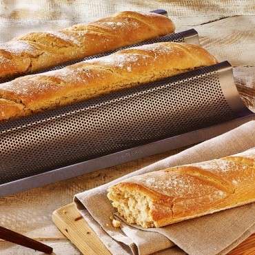 Baguette Backblech für 3 Baguettes - Perforiertes Baguette-Blech 🥖