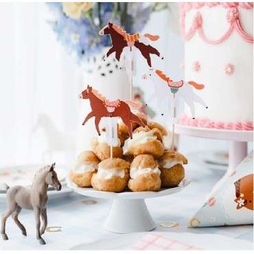 PartyDeco Cupcake Topper Horses, 6 Stück