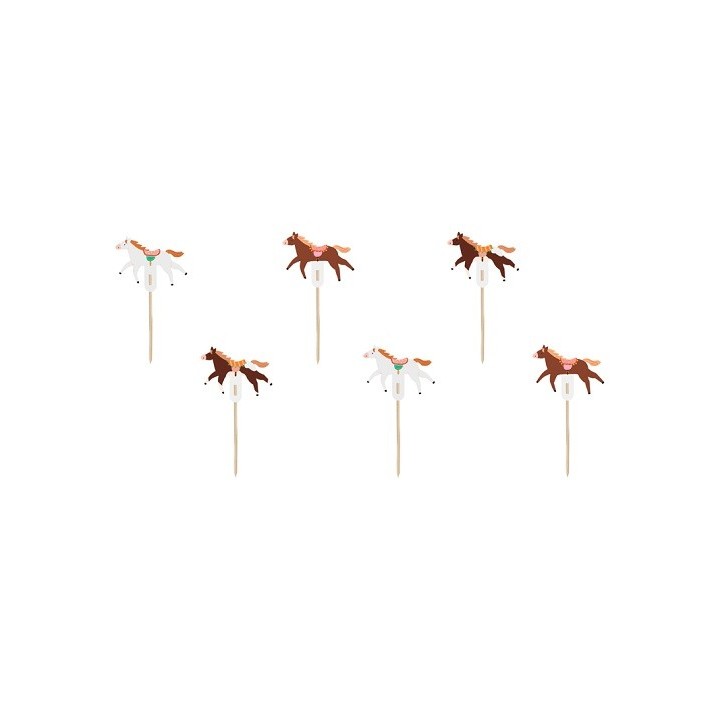 PartyDeco Cupcake Topper Horses, 6 Stück