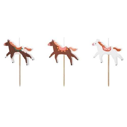 PartyDeco Horse Birthday Candles, 3pcs