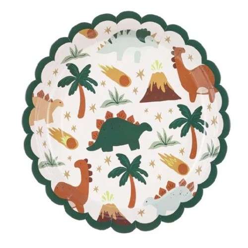 PartyDeco Dinosaur Party Plates, 8 pcs