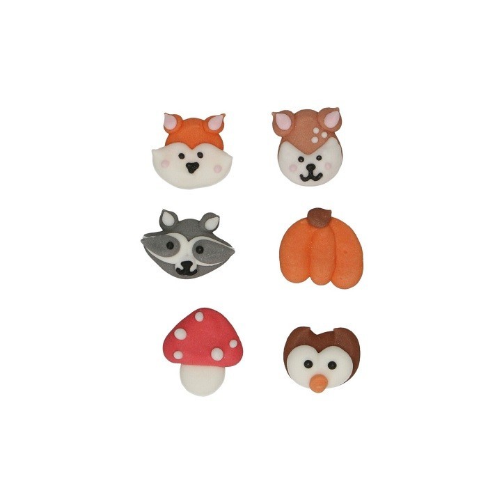 Forest Animals Sugar Decorations – 8 Pieces, Gluten-Free 🍂🦊