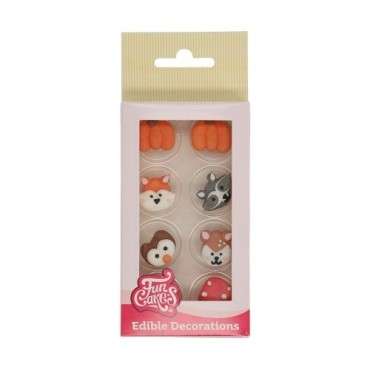 Forest Animals Sugar Decorations – 8 Pieces, Gluten-Free 🍂🦊