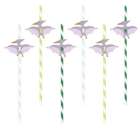 PartyDeco Dinosaur Paper Straws, 6 pcs