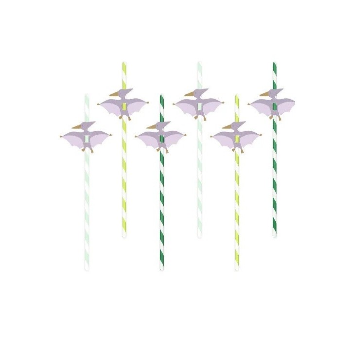 PartyDeco Dinosaur Paper Straws, 6 pcs