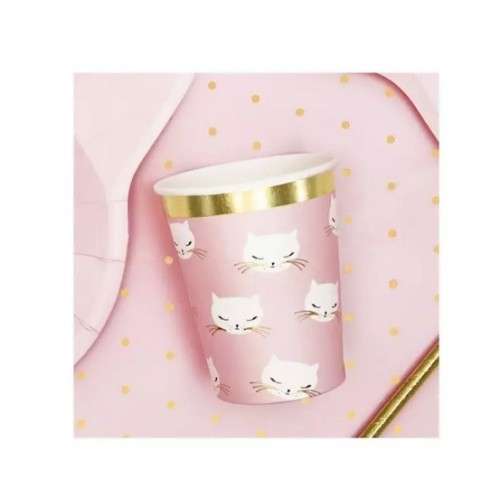 PartyDeco Meow Kitty Cat Party Cups, 6 pcs