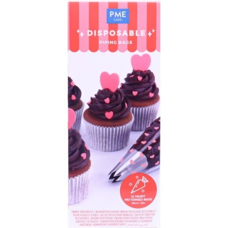 PME 30cm Disposable Plastic Icing Bags Valentines, 12 pcs