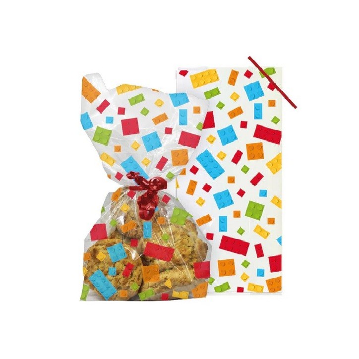 Anniversary House Cellophane Bags with Building Blocks and Twist Ties, 20 pcs