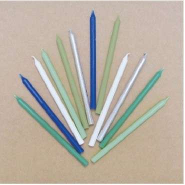 ScrapCooking Birthday Candles in Blue and Green Tones, 12 pcs