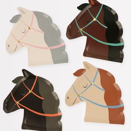 Meri Meri Horse Paper Plates – 8 Pack, Decorative Party Plates