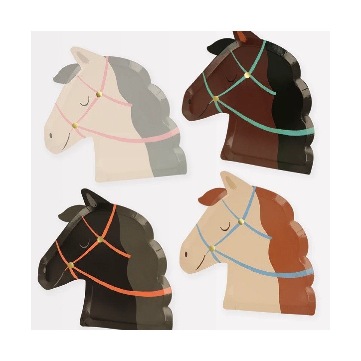 Meri Meri Horse Paper Plates – 8 Pack, Decorative Party Plates