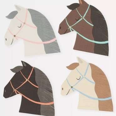 Meri Meri Horse Napkins – 16 Pack - Decorative Pony Table Napkins