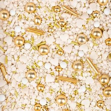 Gold/White Cake Decoration - Elegant Sugar Sprinkles Glitz&Glam