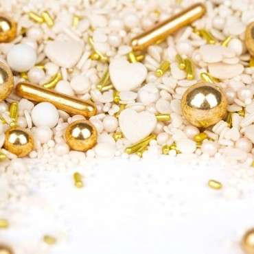 Gold/White Cake Decoration - Elegant Sugar Sprinkles Glitz&Glam