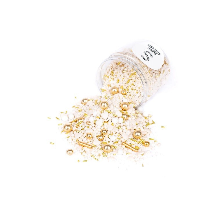 Gold/White Cake Decoration - Elegant Sugar Sprinkles Glitz&Glam