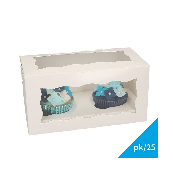 FunCakes Cupcake Box 2 - Blanco pk/25 - BULK Cupcakesboxes for 2pcs