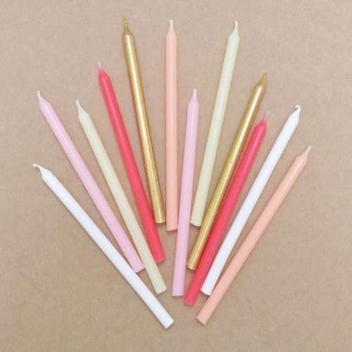 ScrapCooking Birthday Candles in Pink & Gold Tones, 12 pcs