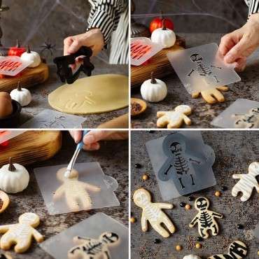 Lebkuchenskelett-Ausstechform und Schablonenset – Halloween-Backen