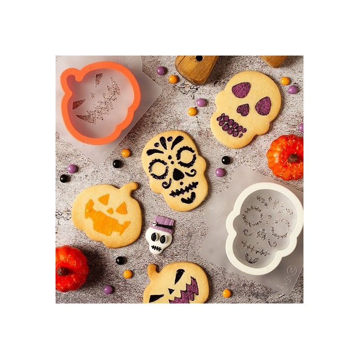 Lebkuchenskelett-Ausstechform und Schablonenset – Halloween-Backen