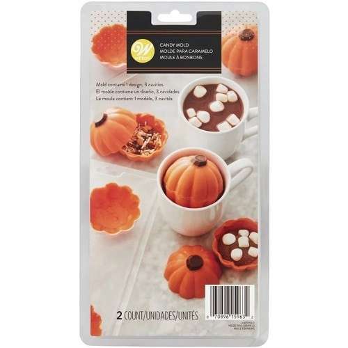 Wilton Hot Chocolate Bomb 3D Pumpkin Candy Mould